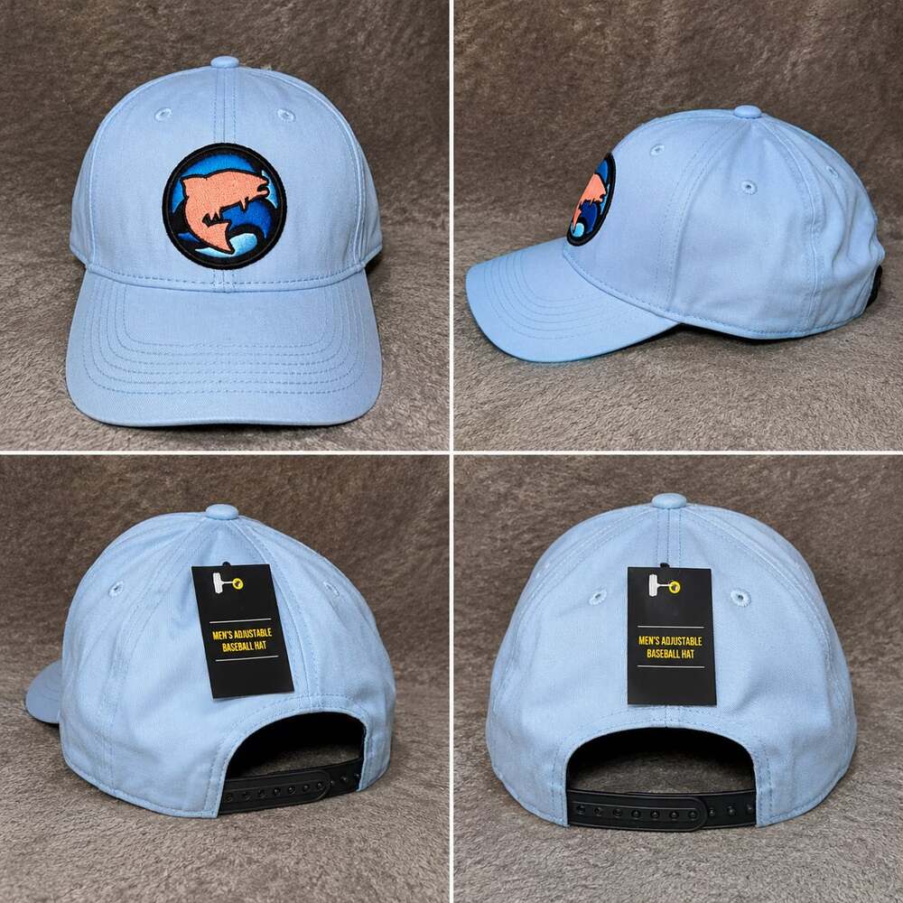 Outdoor Cap Light Blue Sunset Trout Fish Patch Snapback Hat